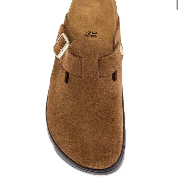 Birkenstock Brown Suede Clog Mule with Black Lug Sole - Picture 2 of 8